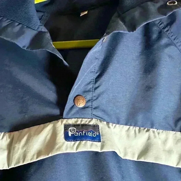 VTG 80s Penfeld Men’s 1/4 Snap Pullover. Sz: M. Navy w/ Grey Horizontal Stripe. - Picture 3 of 15